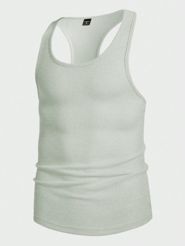 Men Woven Sleeveless Tank Top In Vacation Style