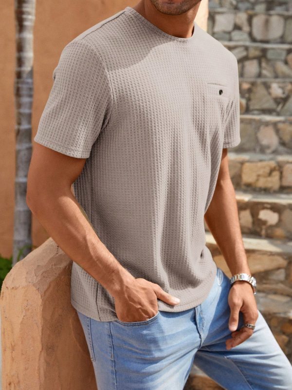 Men Solid Waffle Knit Tee