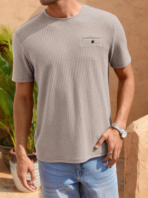 Men Solid Waffle Knit Tee
