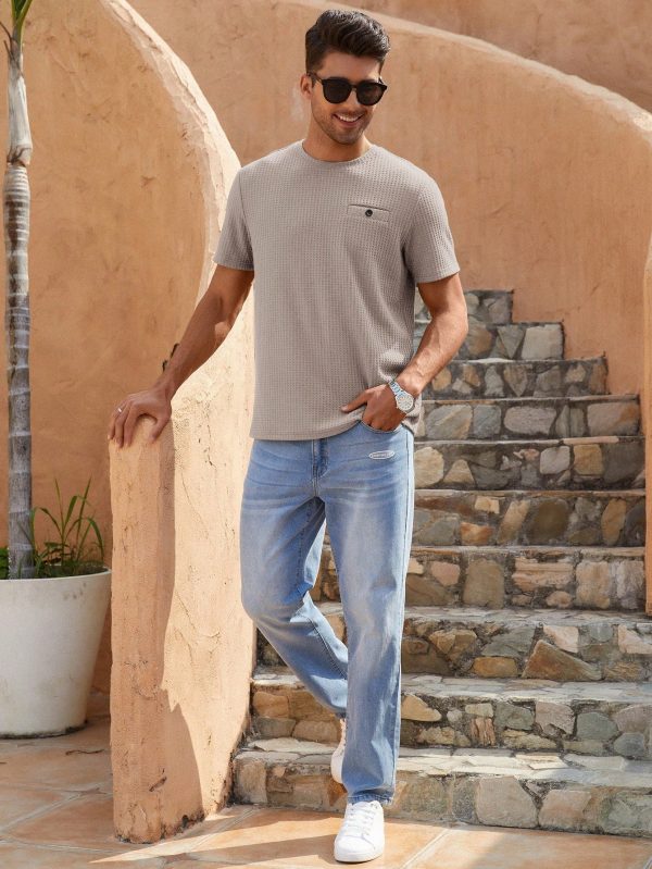 Men Solid Waffle Knit Tee