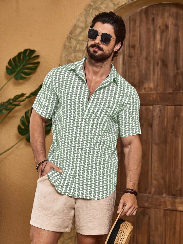 Men's Summer Geometric Printed Short Sleeve Casual Shirt