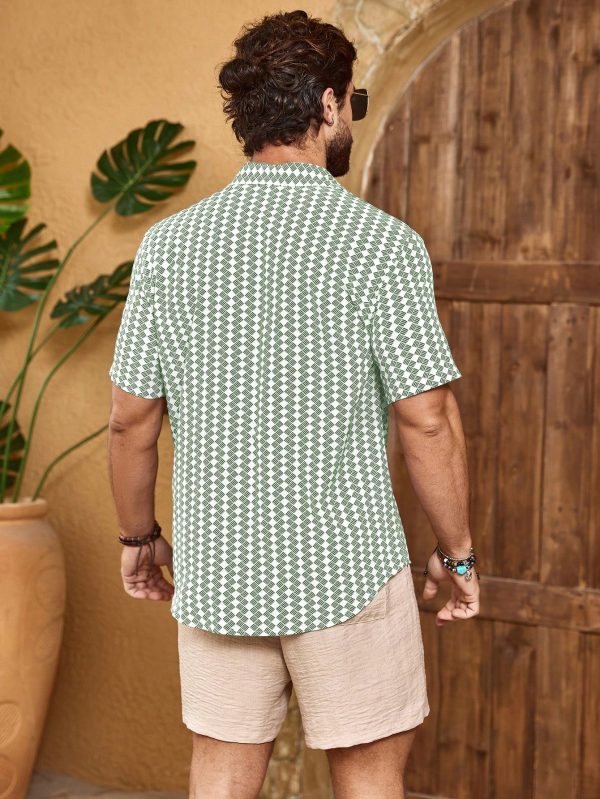 Men's Summer Geometric Printed Short Sleeve Casual Shirt