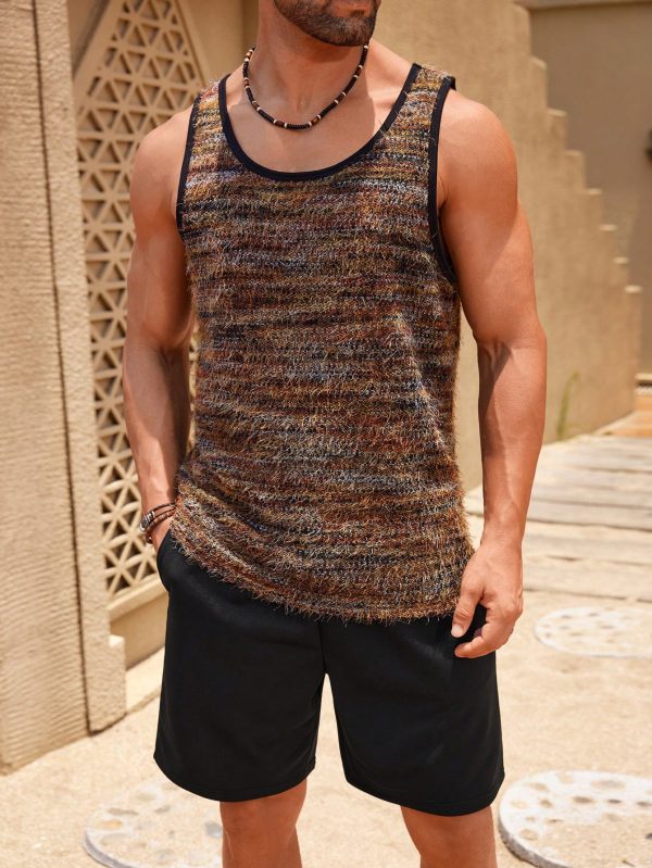 Men's Color-Contrast Edge Casual Summer Tank Top And Shorts Set