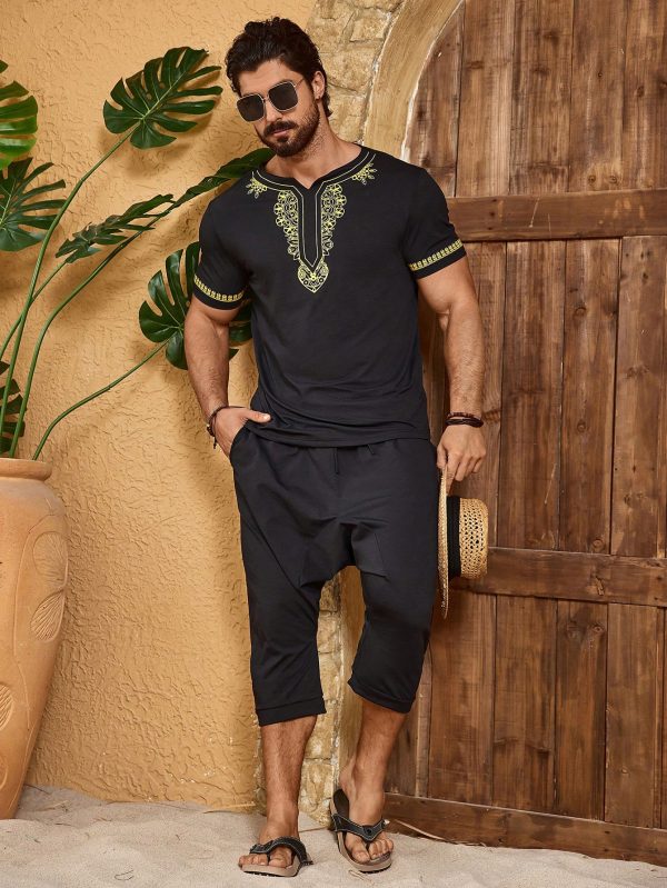 Printed Notched Collar Lounge Set