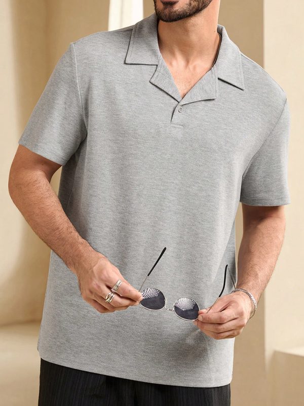 Men Summer Solid Color Short Sleeve Casual Commuter Polo Shirt