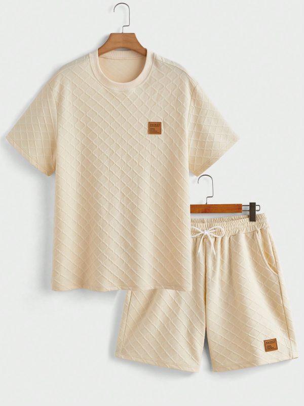 Men Summer Round Neck Short-Sleeved T-Shirt And Drawstring Waist Shorts Set