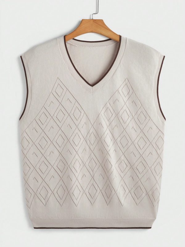 Men's V-Neck Sleeveless Simple Knit Sweater Vest, Casual Daily Wear