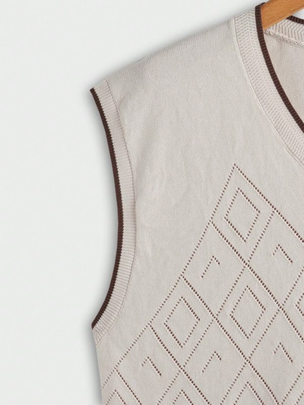 Men's V-Neck Sleeveless Simple Knit Sweater Vest, Casual Daily Wear