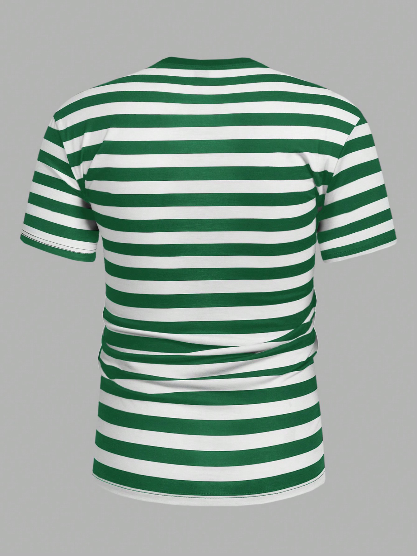 Men Summer Casual Color-Block Striped Short Sleeve T-Shirt