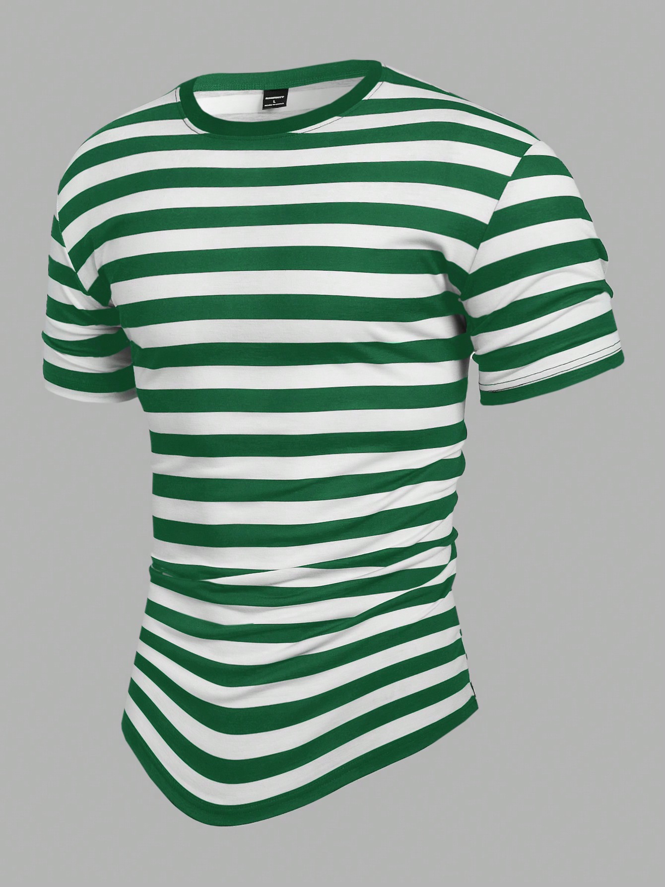 Men Summer Casual Color-Block Striped Short Sleeve T-Shirt