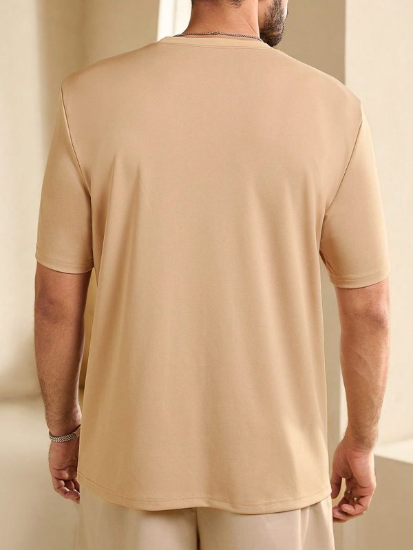 Men Summer Letter Print Round Neck Short Sleeve Casual T-Shirt