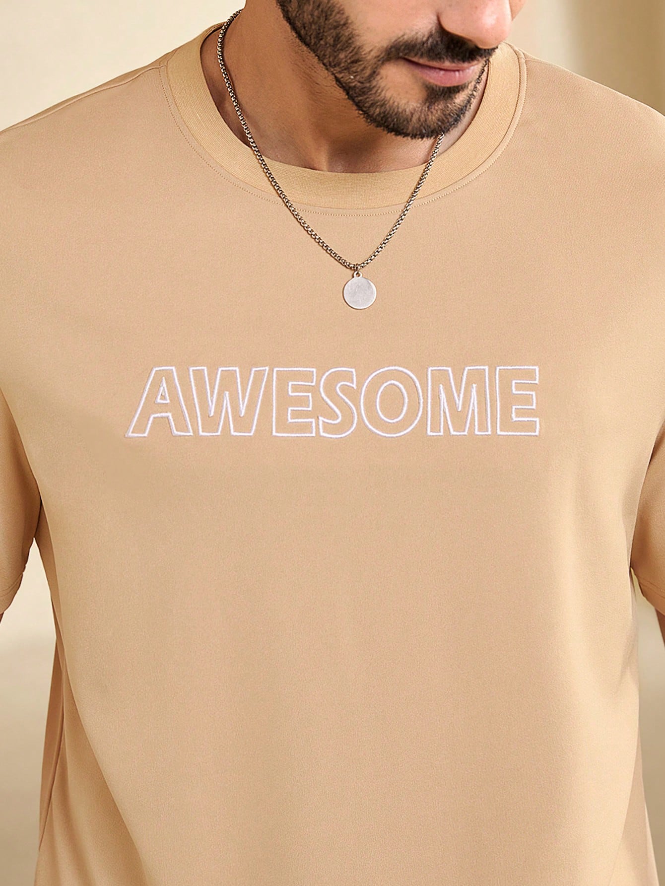 Men Summer Letter Print Round Neck Short Sleeve Casual T-Shirt