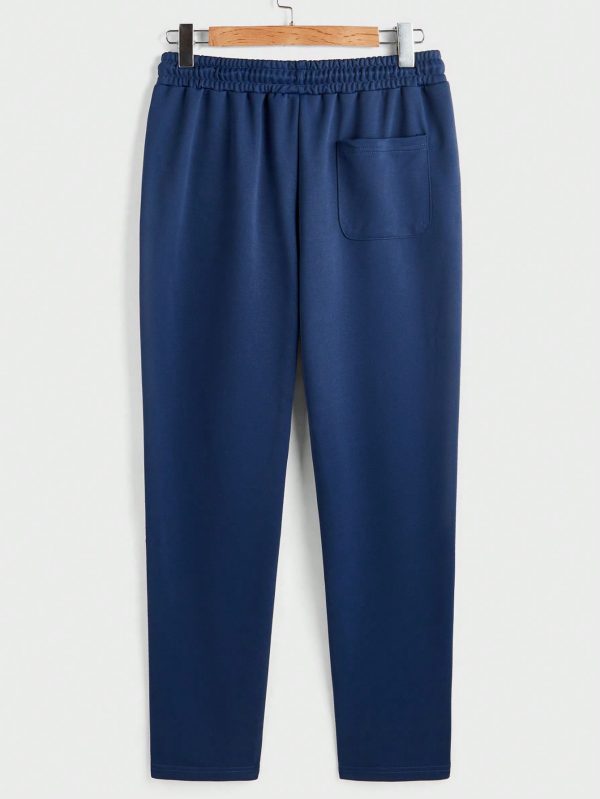 Men's Solid Color Dropped Shoulder Long Sleeve Half-Placket Sweatshirt And Sweatpants Loose Set, Autumn Winter