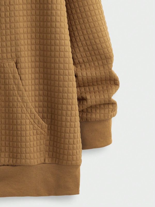 Men's Solid Color Splice Pocket Long Sleeve Minimalist Casual Hoodie