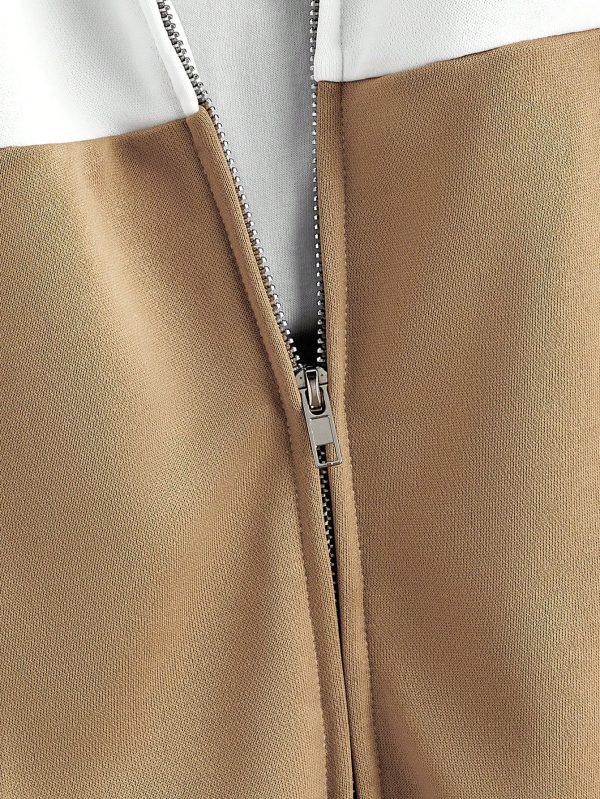 Men Two Tone Zip Up Bomber Jacket