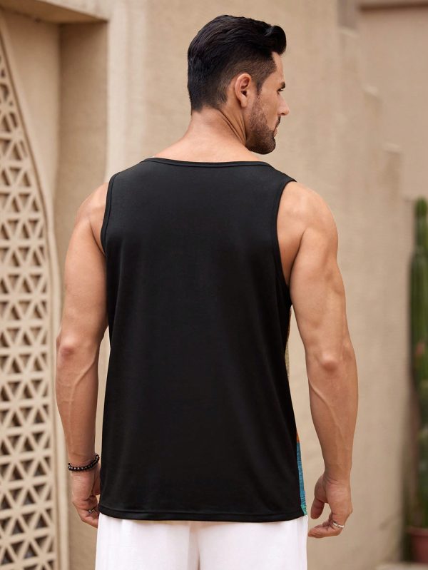 Men's Summer V-Neck Loose Casual Striped Tank Top