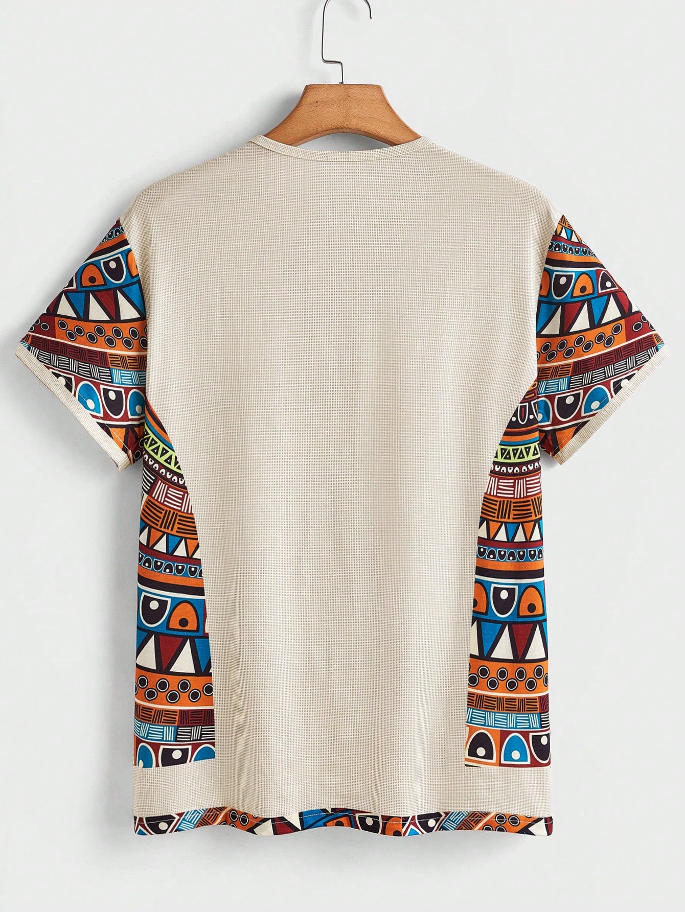 Men Geometric Print Round Neck Short Sleeve Holiday Casual T-Shirt For Summer
