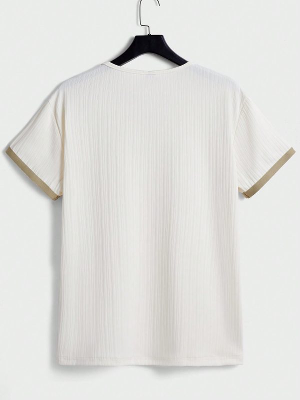 Men Contrast Trim Lace Up Front Tee & Shorts