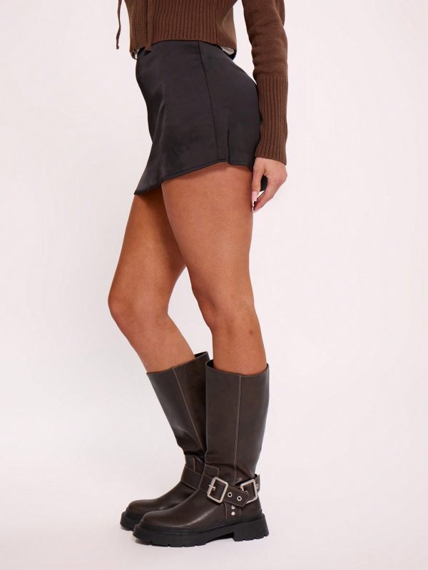 Women Simple Solid Casual Mini Skirt