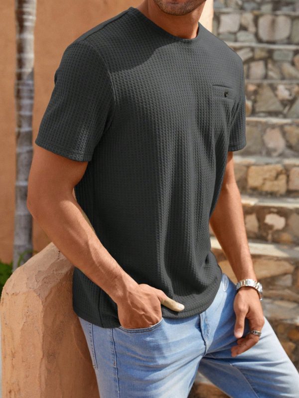 Men Solid Waffle Knit Tee