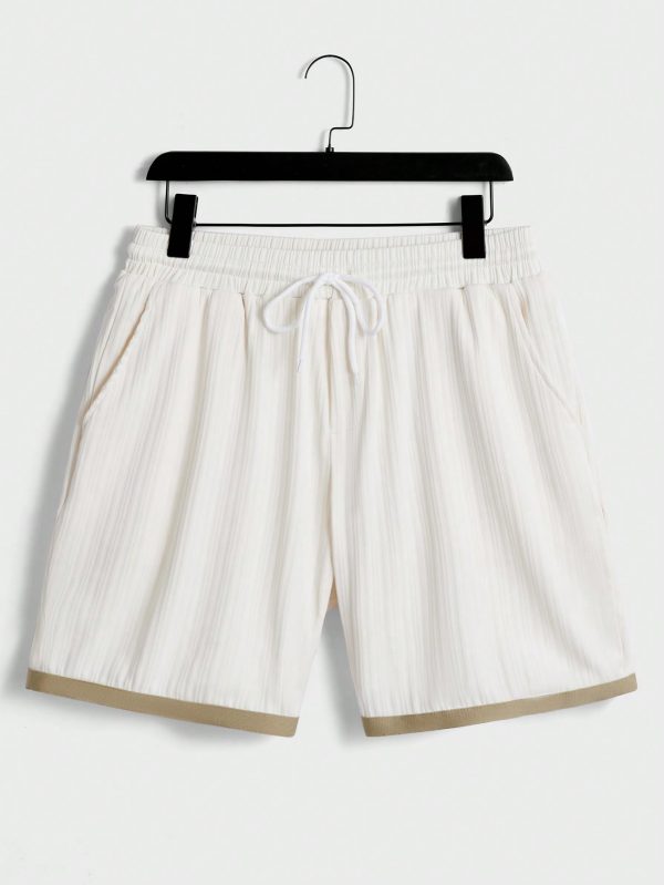 Men Contrast Trim Lace Up Front Tee & Shorts