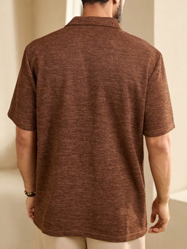 Men's Summer Solid Color Short Sleeve Casual Polo Shirt For Commuting