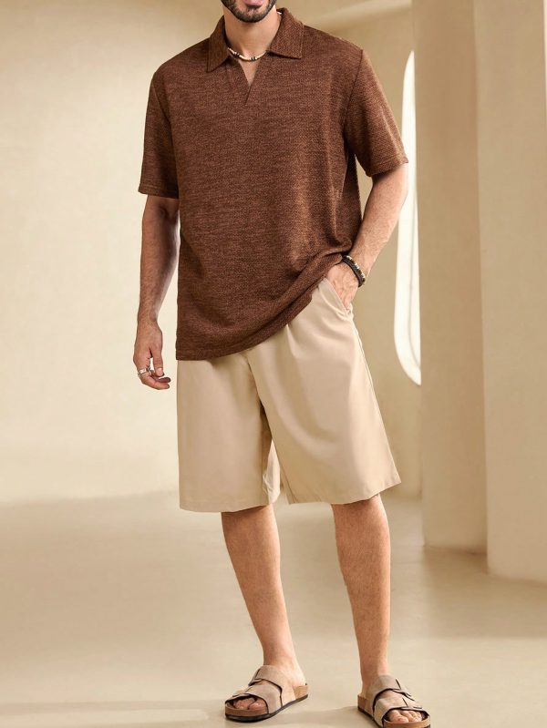 Men's Summer Solid Color Short Sleeve Casual Polo Shirt For Commuting