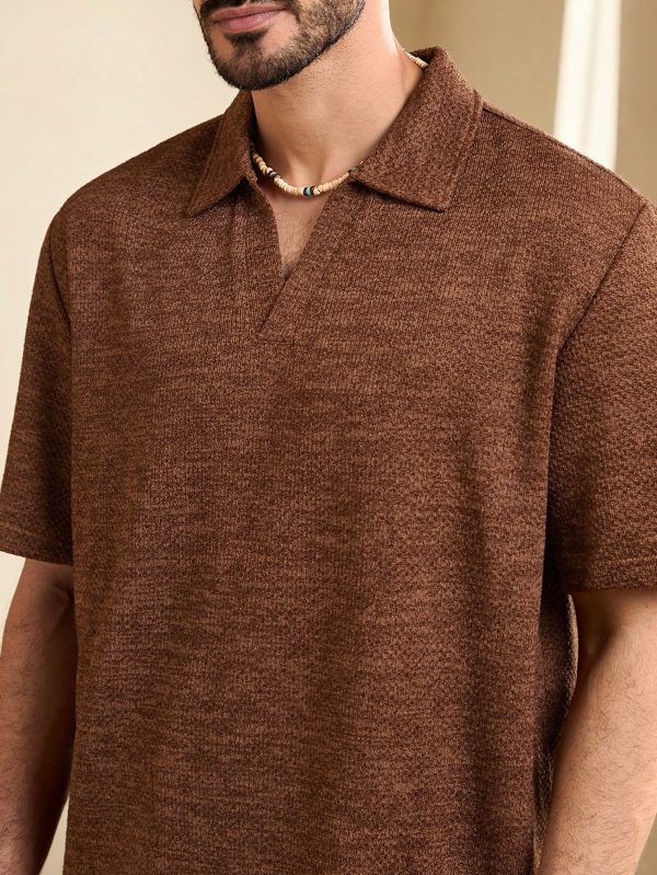 Men's Summer Solid Color Short Sleeve Casual Polo Shirt For Commuting