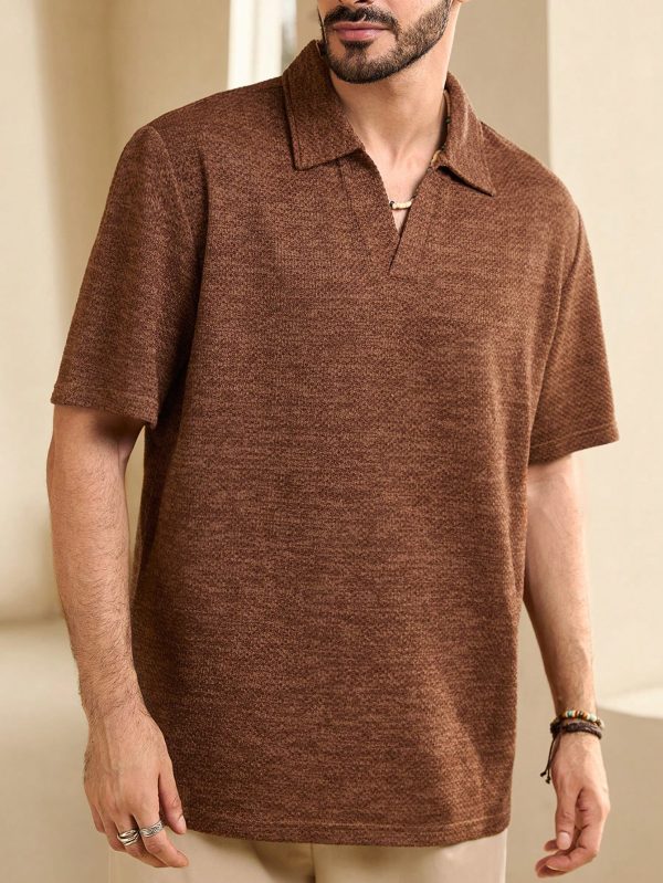 Men's Summer Solid Color Short Sleeve Casual Polo Shirt For Commuting