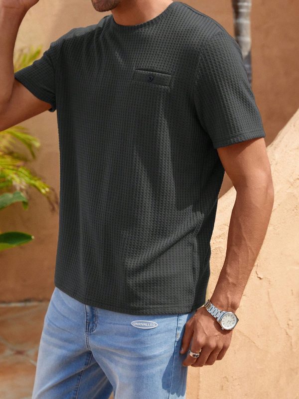 Men Solid Waffle Knit Tee
