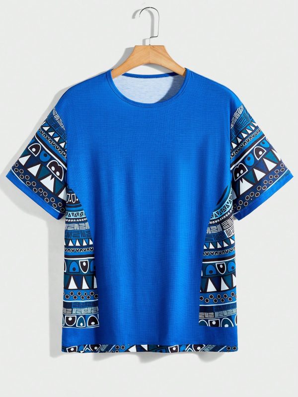 Men's Casual Patchwork Printed T-Shirt, Summer