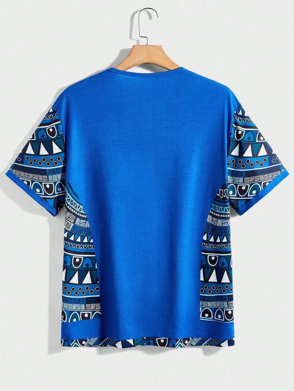 Men's Casual Patchwork Printed T-Shirt, Summer