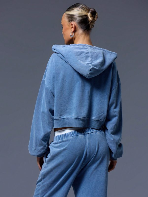 Washed Cropped Applique Hoodie Only