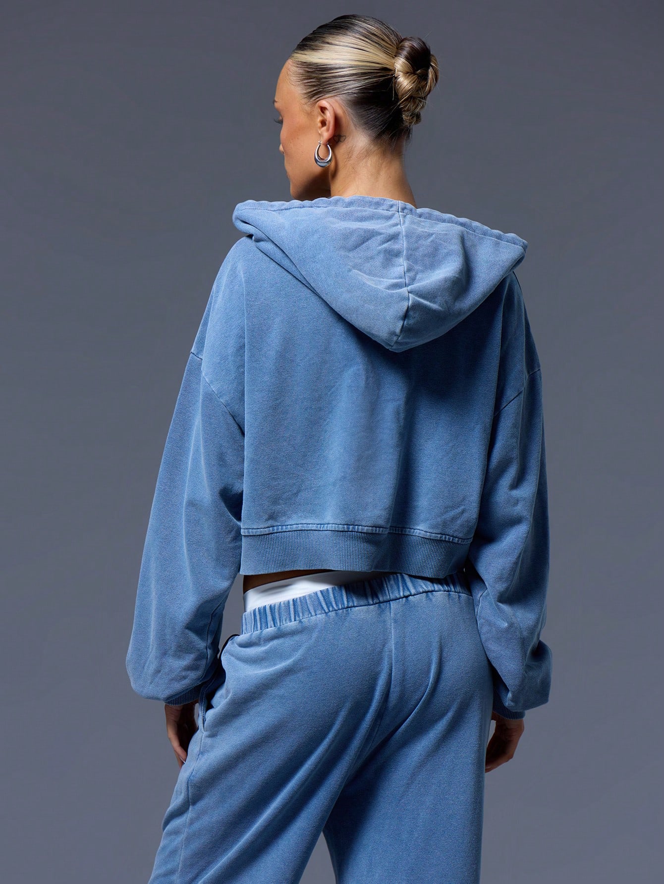 Washed Cropped Applique Hoodie Only