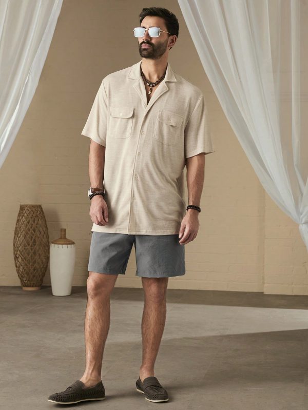 Men Solid Color Loose Fit Casual Shorts With Pockets, For Daily Wear
