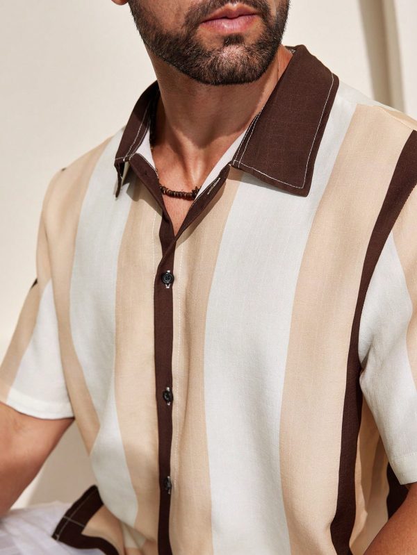Men's Color Block Printed Short Sleeve Knit Shirt