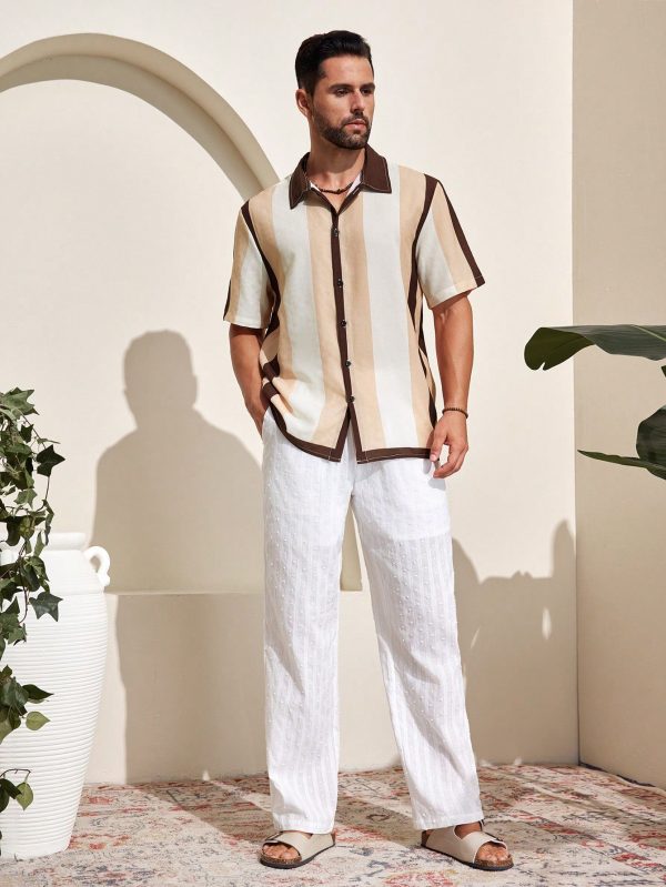 Men's Color Block Printed Short Sleeve Knit Shirt