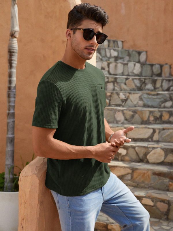 Men Solid Waffle Knit Tee