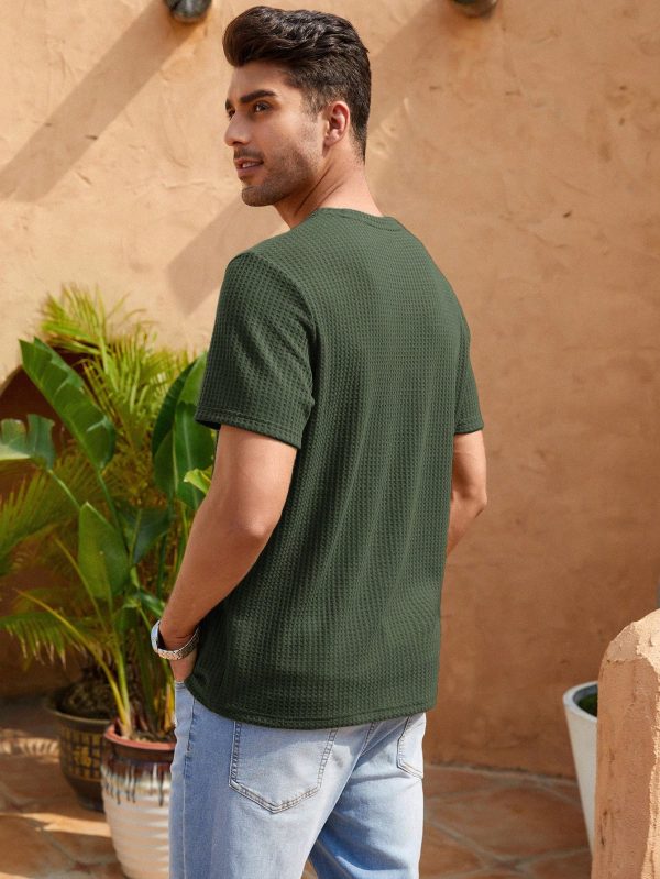 Men Solid Waffle Knit Tee