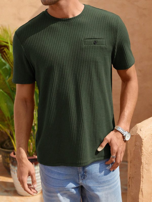 Men Solid Waffle Knit Tee