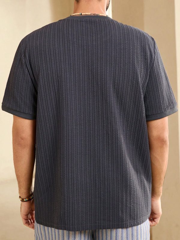 Men Summer Solid Color Round Neck Short Sleeve Casual T-Shirt